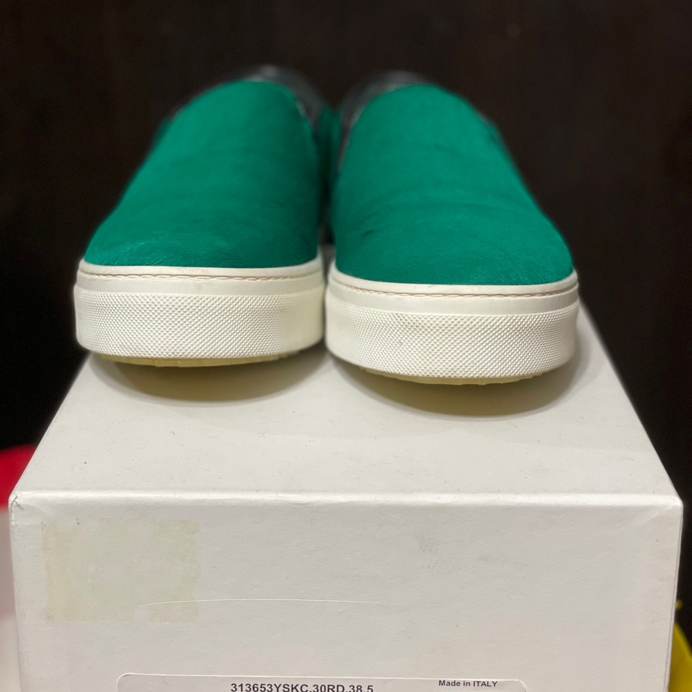 Celine Slip On Pony Hair 38.5 Like New Emerald - Picture 3 of 6